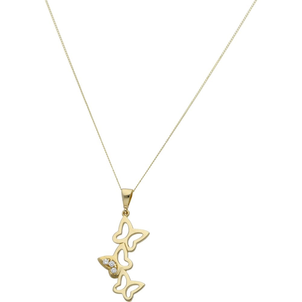 New 9ct Yellow Gold Cubic Zirconia Butterfly Pendant & Necklace.    #jewlery #fashion #woman #valentineday